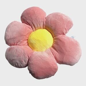 Lissidoll Flower Plush THROW PILLOW 14" Cushion Soft Pink Yellow LG Girls Room